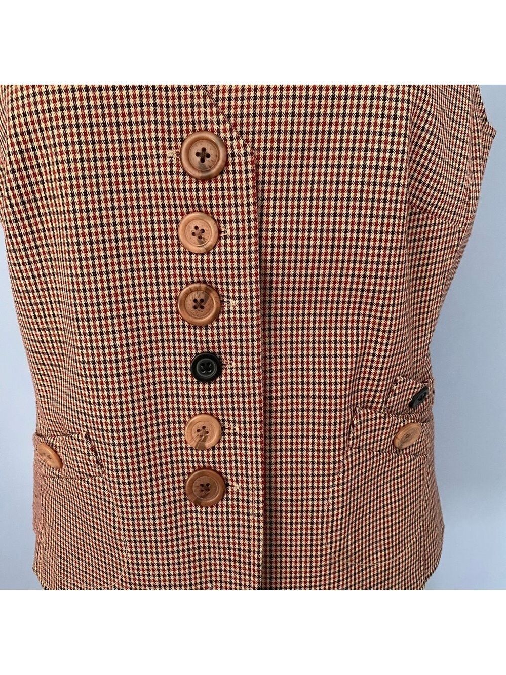 Relativity Brown Houndstooth Women’s Vest Sz M - Picture 3 of 10